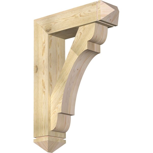 Ekena Millwork Olympic Arts and Crafts Rough Sawn Bracket w/ Offset Brace, Douglas Fir, 8"W x 30"D x 42"H BKT0806X30X42OLY03RDF - main